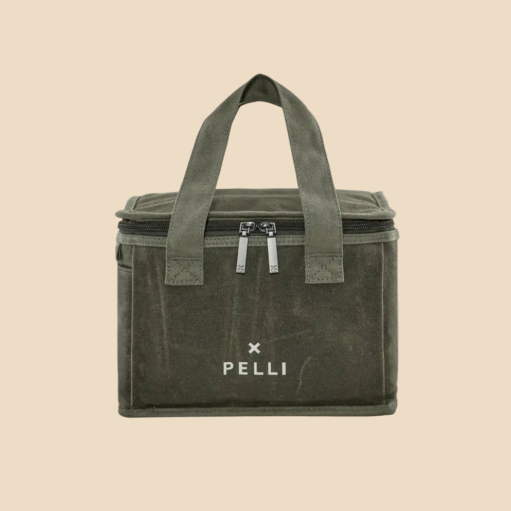 Lunch Squared Waxed Canvas Square Lunch Bag - Burnt Olive Green