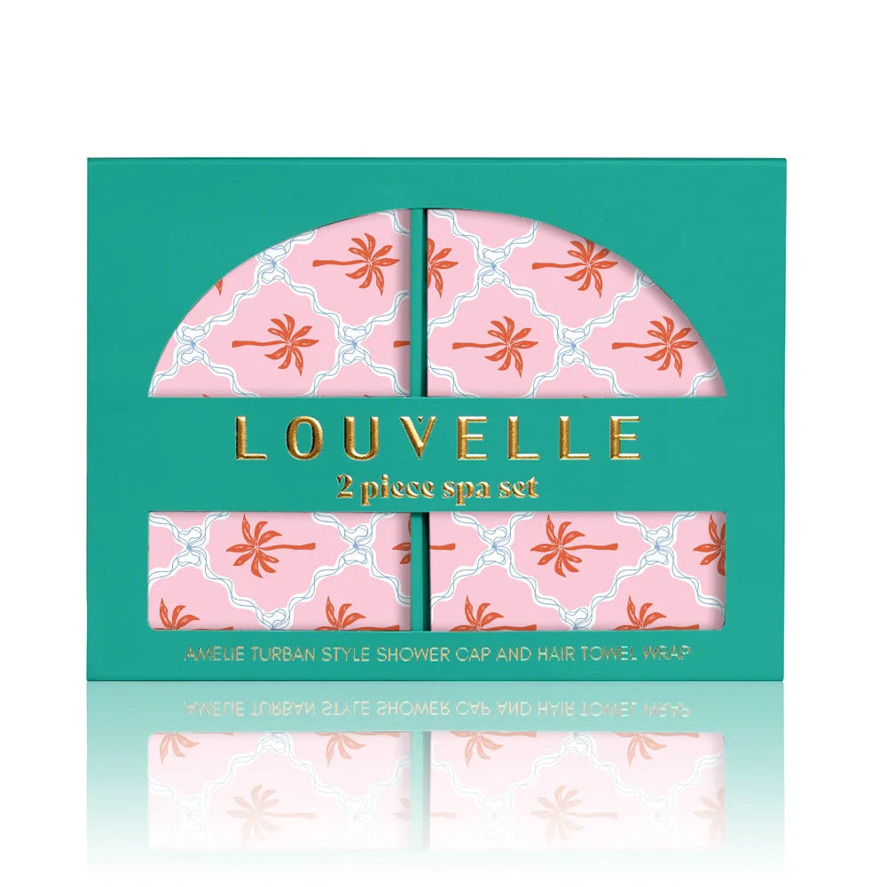 Morrocan Palm Spa Gift Set (Shower Cap & Hair Towel) by Louvelle