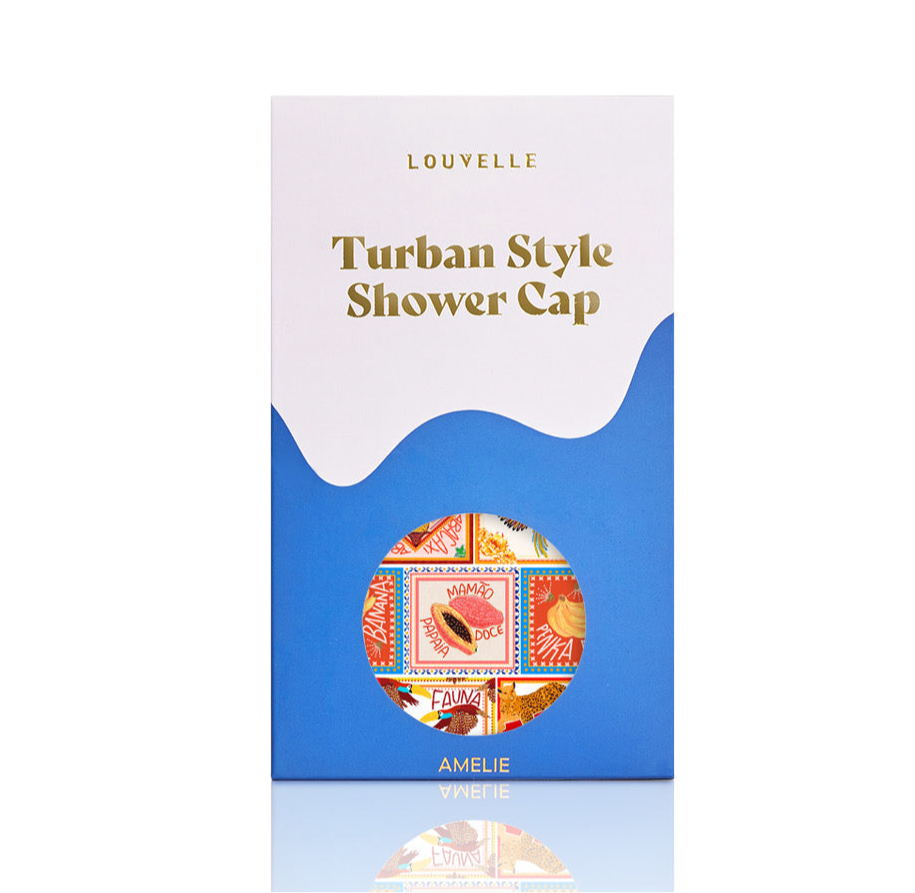 Amelie Turban Style Shower Cap (Papaya Postcard) by Louvelle