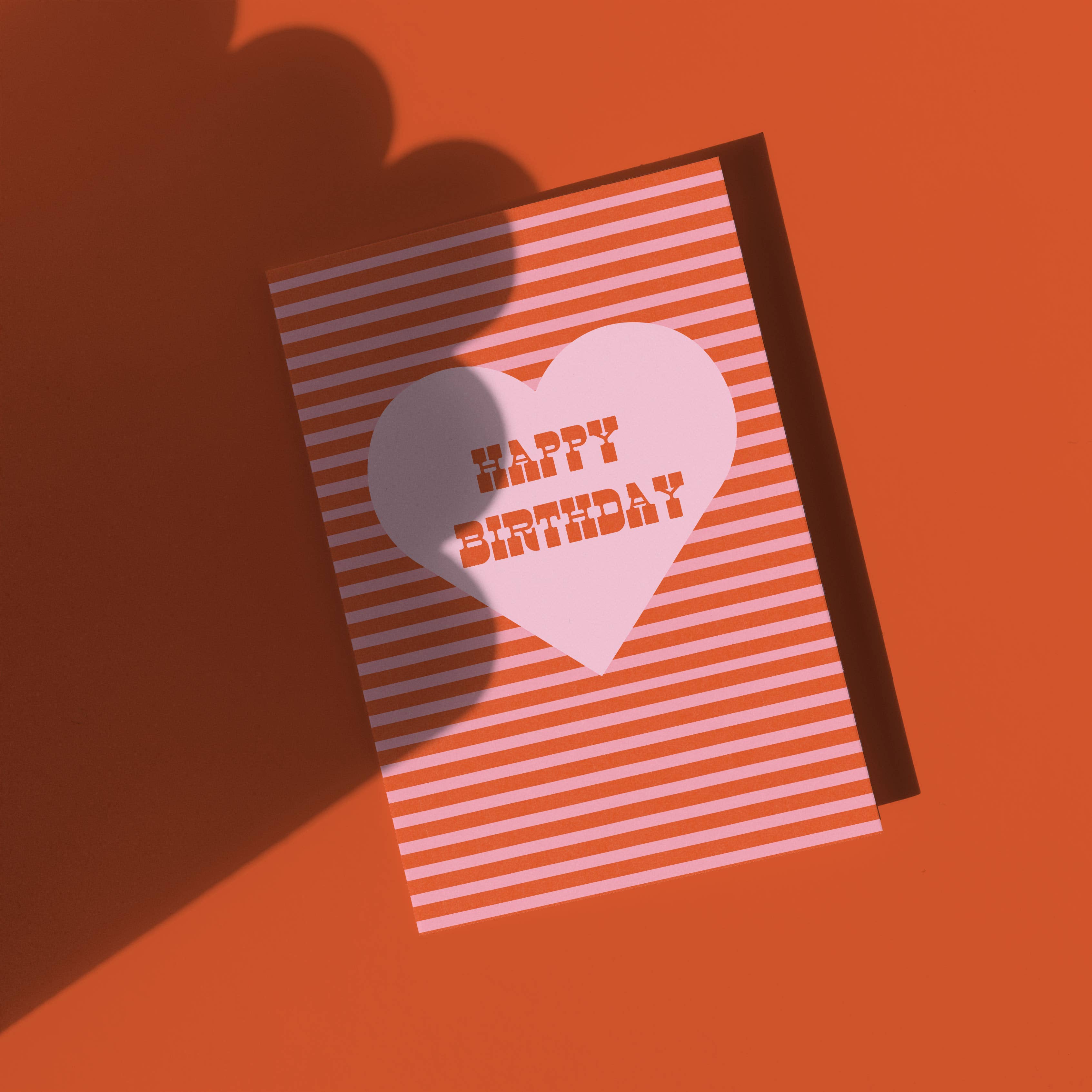 Happy Birthday Pink Stripe-Vintage Retro Style Greeting Card