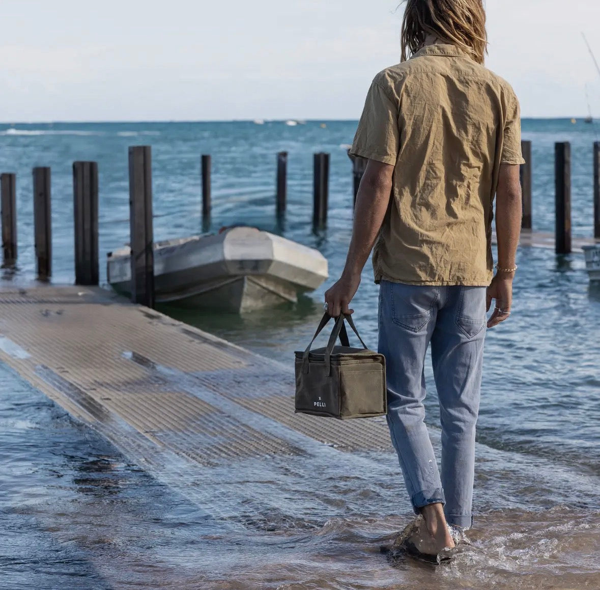 Lunch Squared Waxed Canvas Square Lunch Bag - Burnt Olive Green