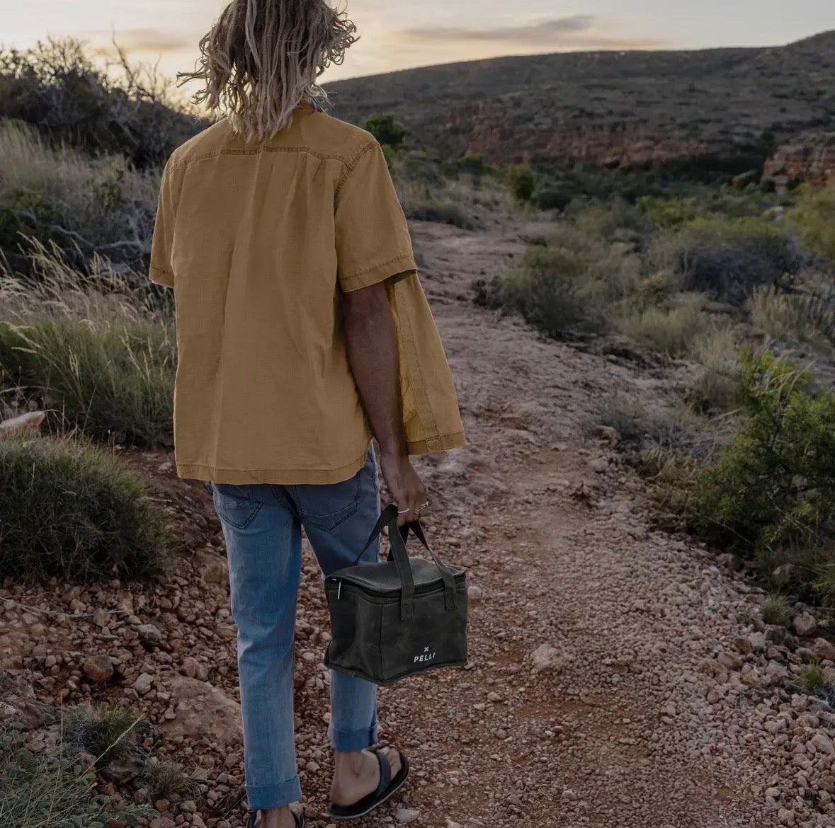 Lunch Squared Waxed Canvas Square Lunch Bag - Burnt Olive Green