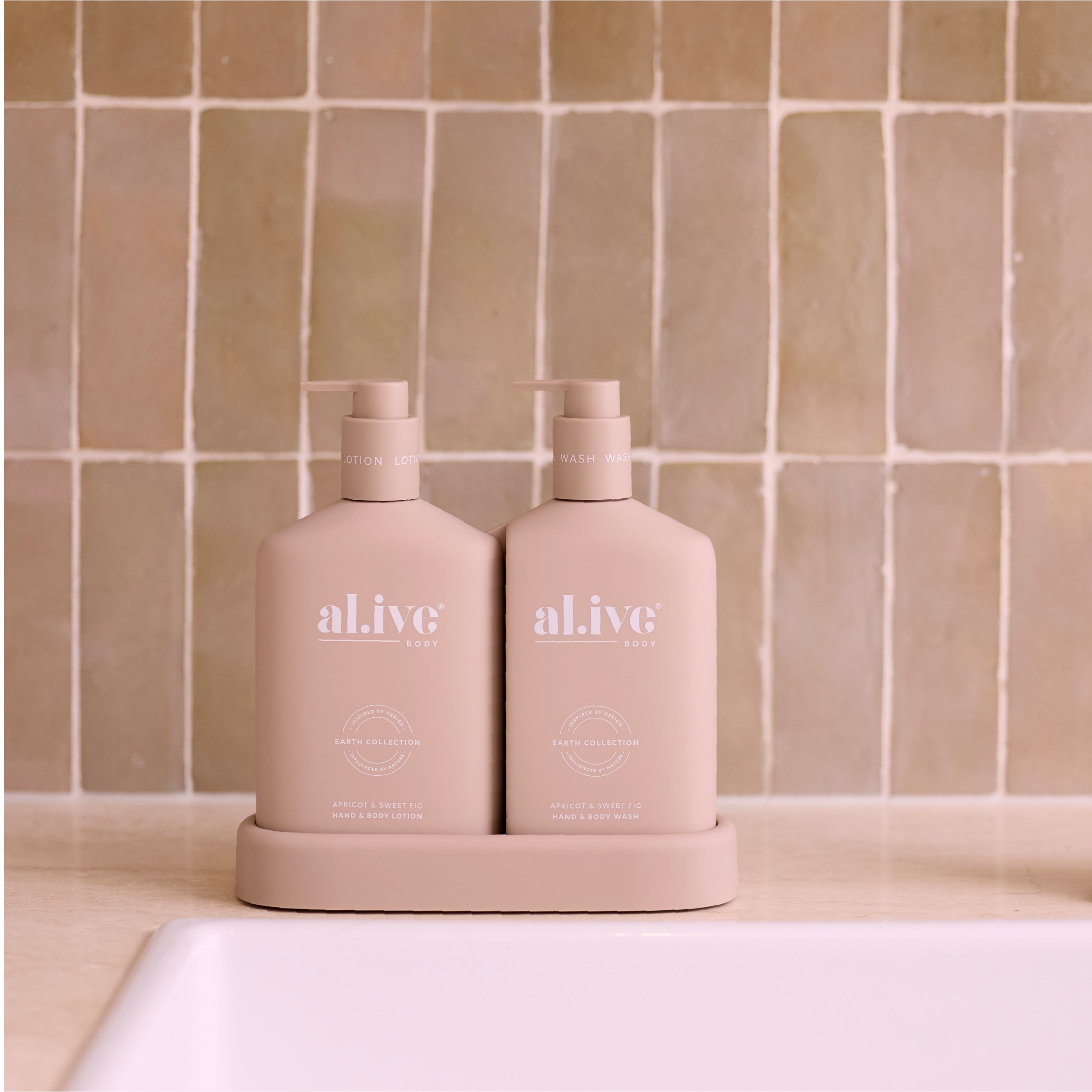 Alive Body - Wash & Lotion Duo & Tray - Apricot & Sweet Fig