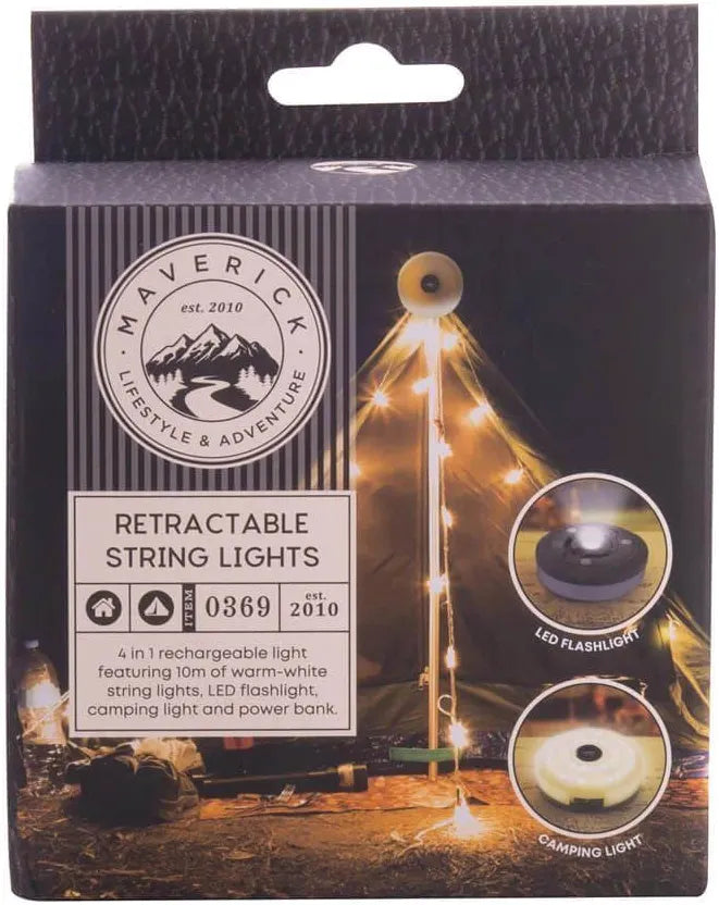 Retractable String Lights (USB Rechargeable) - 10m