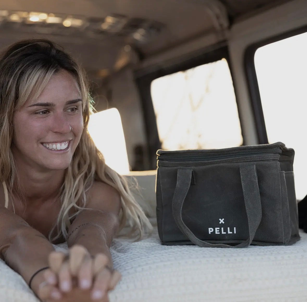 Lunch Squared Waxed Canvas Square Lunch Bag - Burnt Olive Green