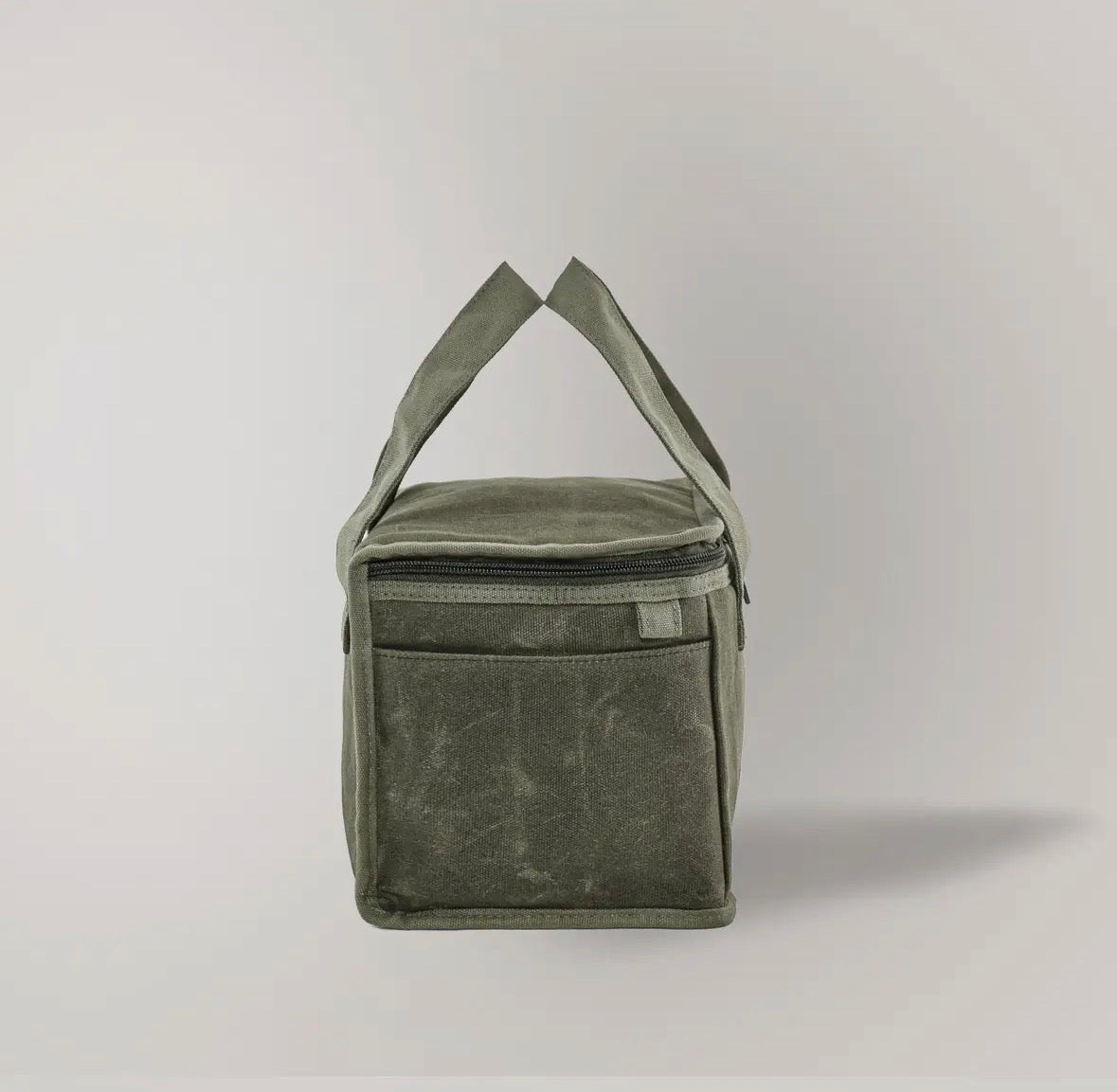 Lunch Squared Waxed Canvas Square Lunch Bag - Burnt Olive Green