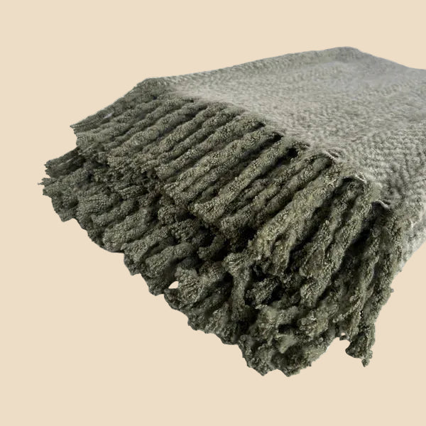 Alba Faux Mohair Throw – Sage Green