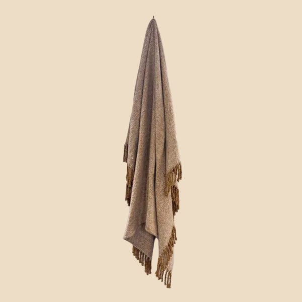 Alba Faux Mohair Throw – Caramel & Rust