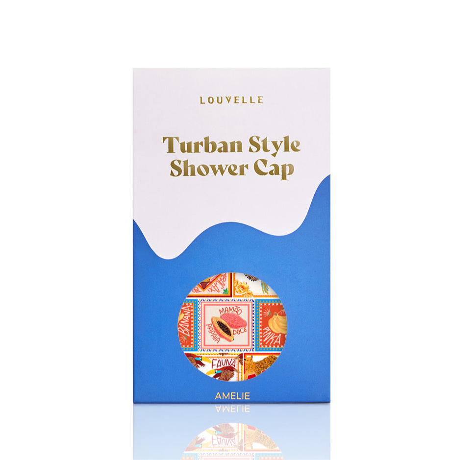 Amelie Turban Style Shower Cap (Papaya Postcard) by Louvelle