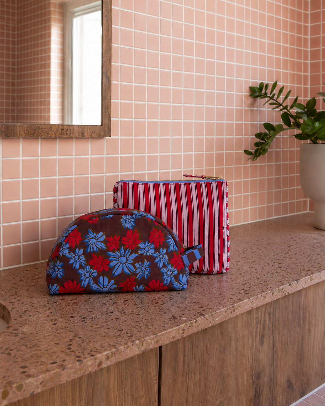Loco Living Fabric Cosmetic Bag - Cherry Stripe