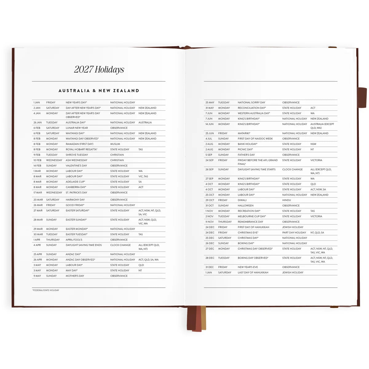 Fox & Fallow 2027 A5 Vertical Planner - Chocolate