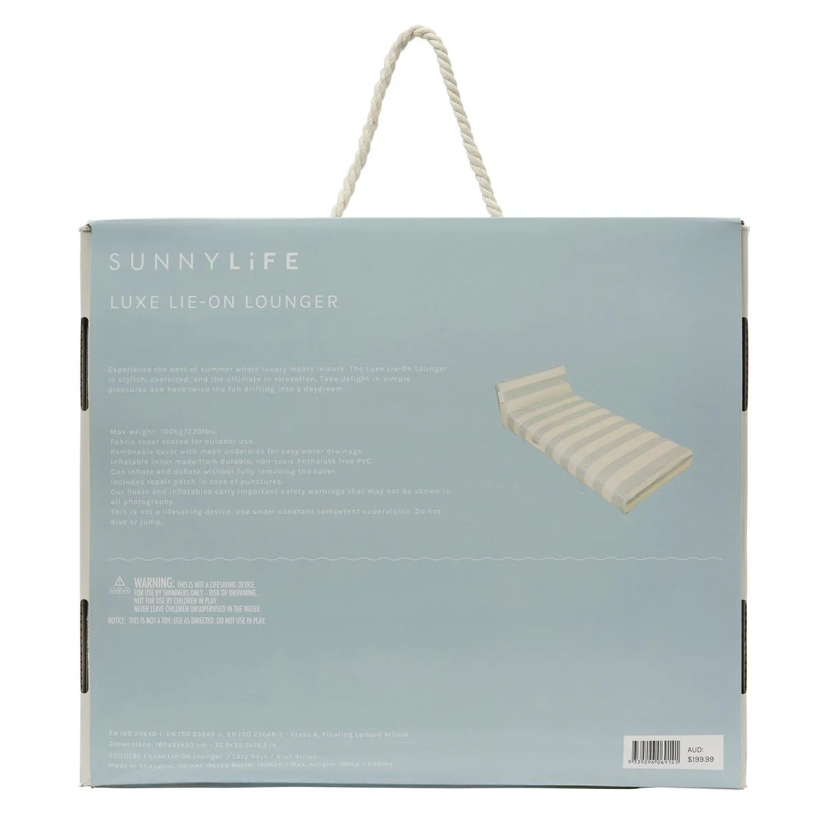 Luxe Lie-On Lounger - Blue Stripe (Sunnylife) - PICK UP ONLY