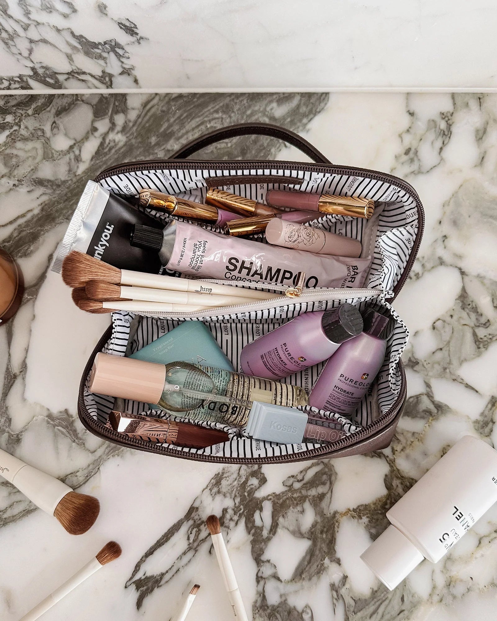 Ellis Makeup Bag (Chocolate) by Louenhide