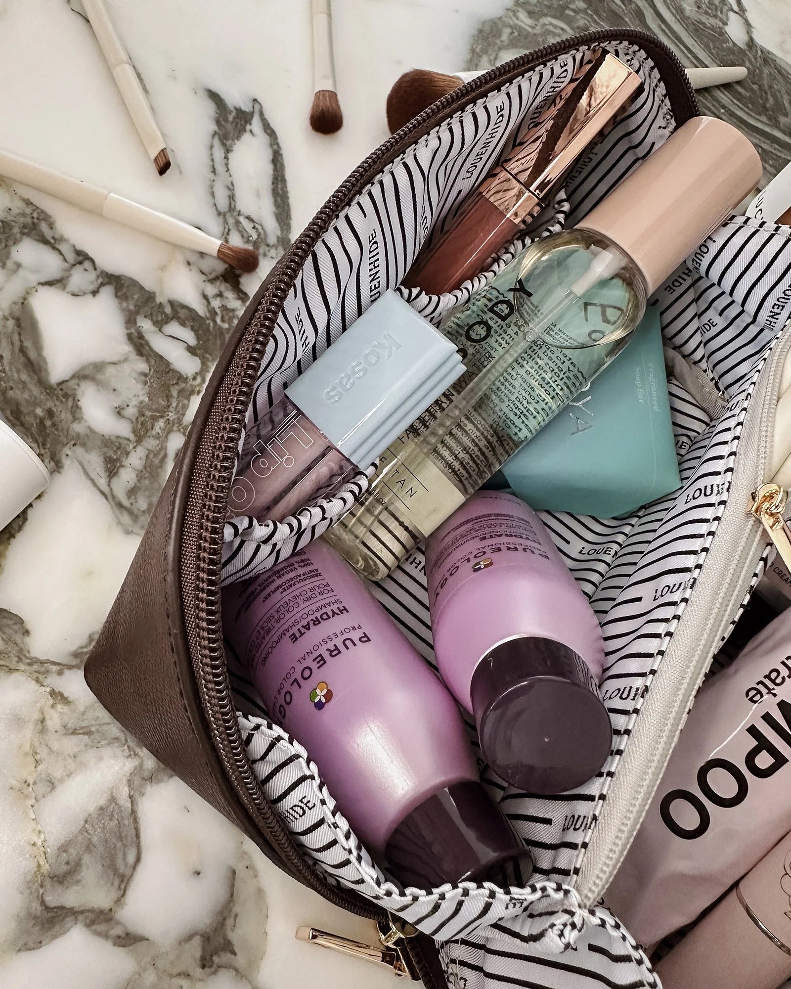 Ellis Makeup Bag (Chocolate) by Louenhide