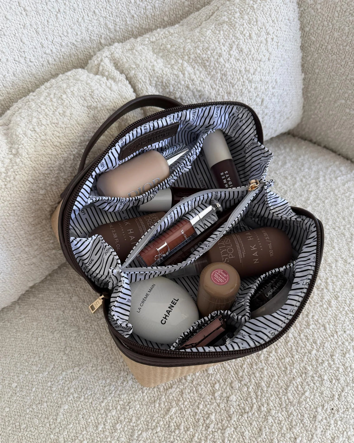 Ellis Makeup Bag (Natural / Chocolate) by Louenhide