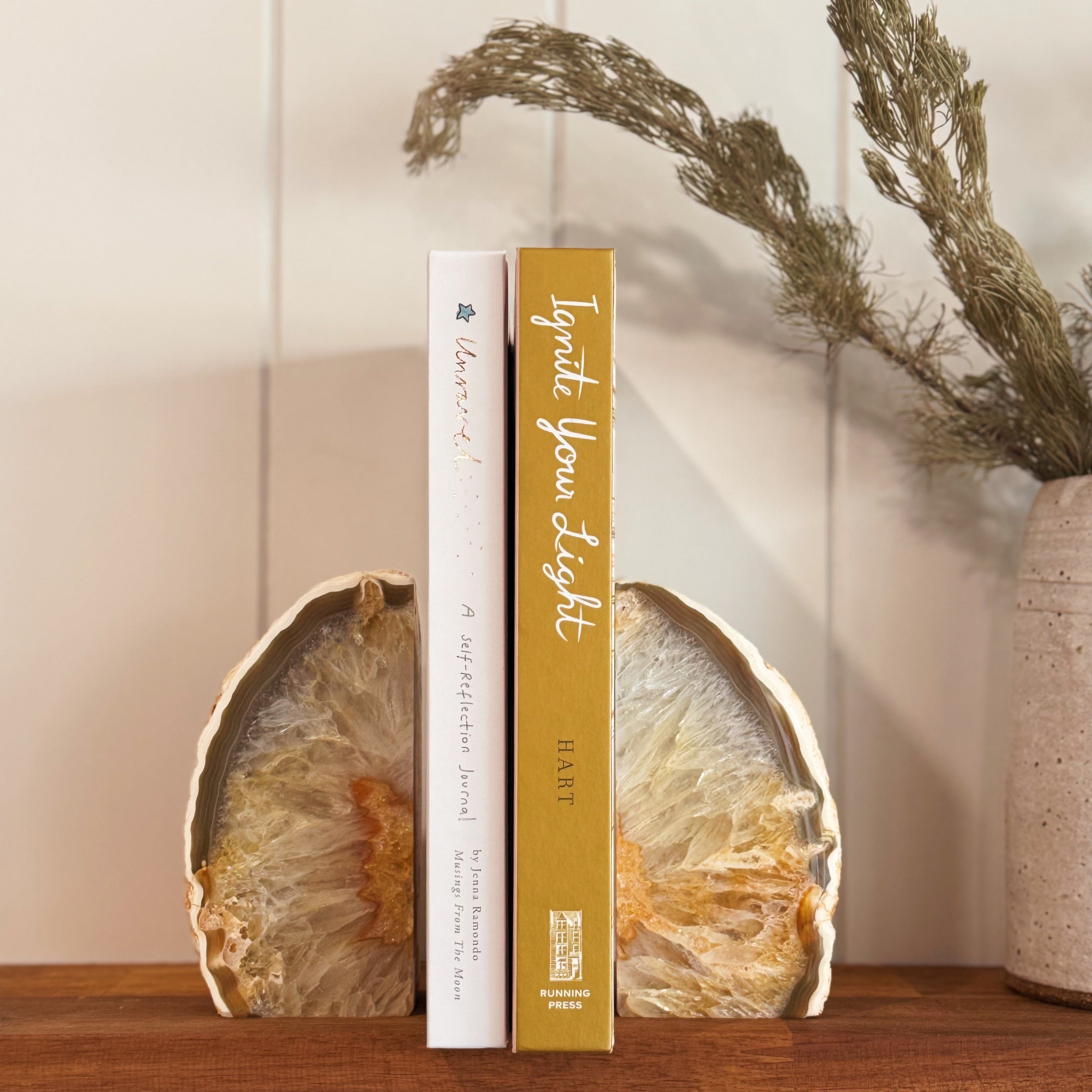Agate bookends - Medium - Citrine/Clear Qtz