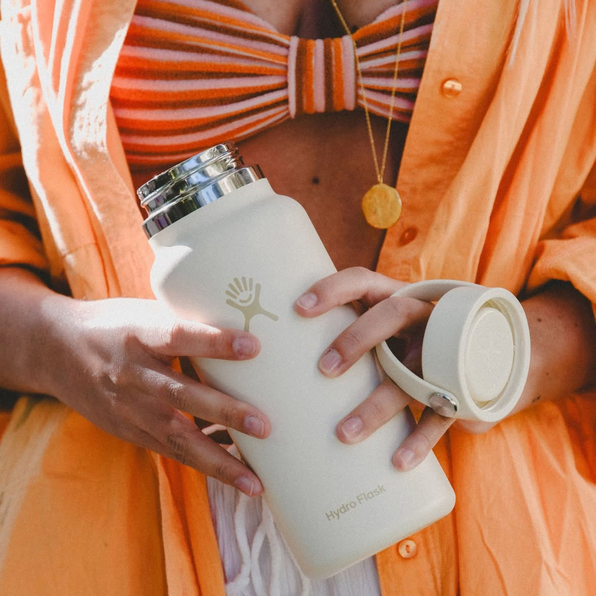 Hydroflask 946ml Wide Mouth with Flex Straw Cap - Coconut