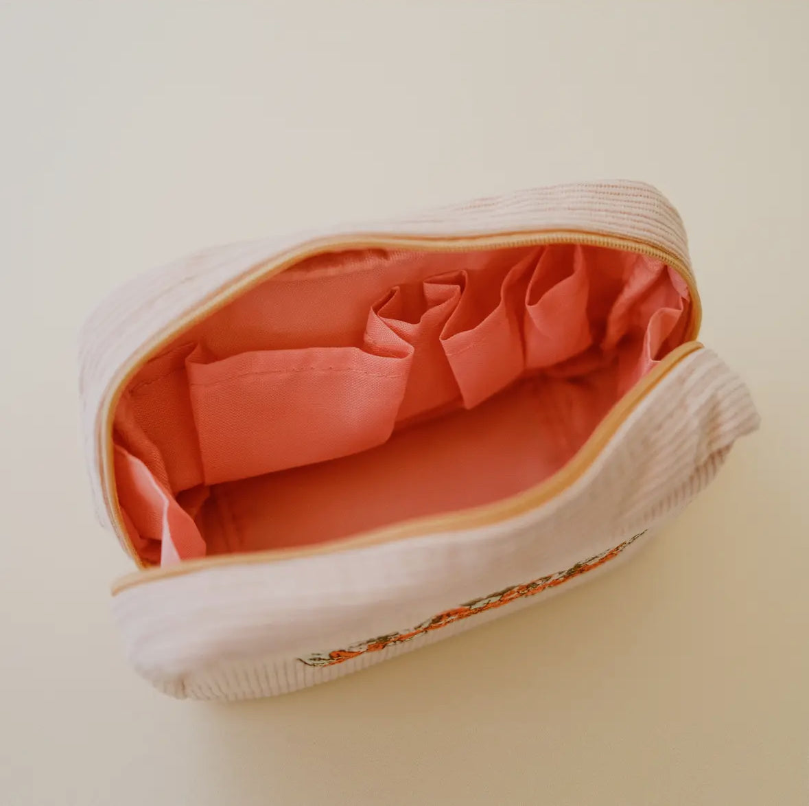 Corduroy Makeup Bag (White Sand) by Cai & Jo
