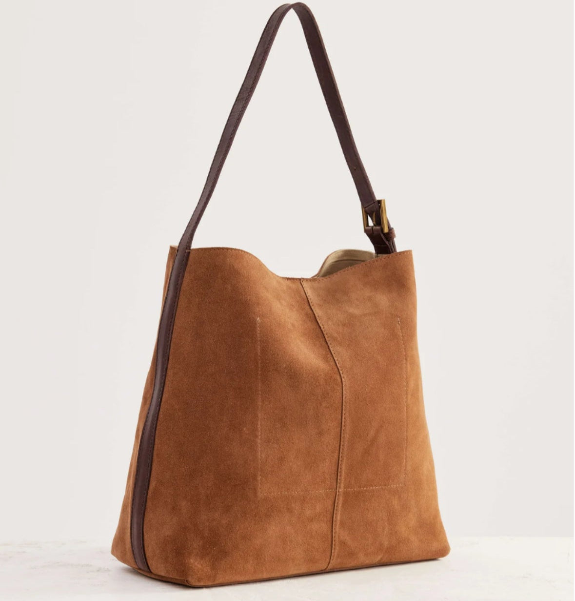 Suede Cabas Tote by Juju & Co - Camel