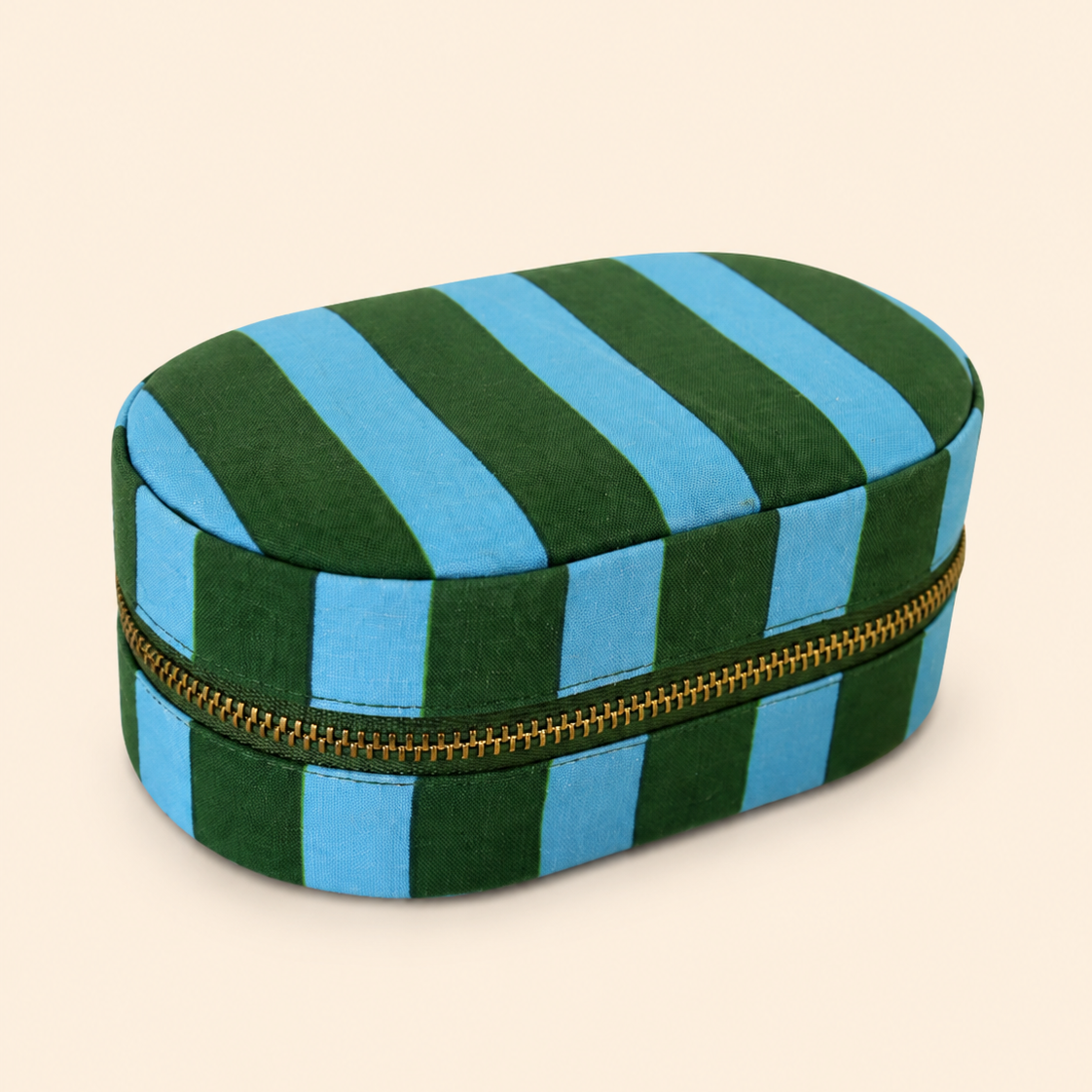 Loco Living Large Fabric Jewellery Box - Green Stripe