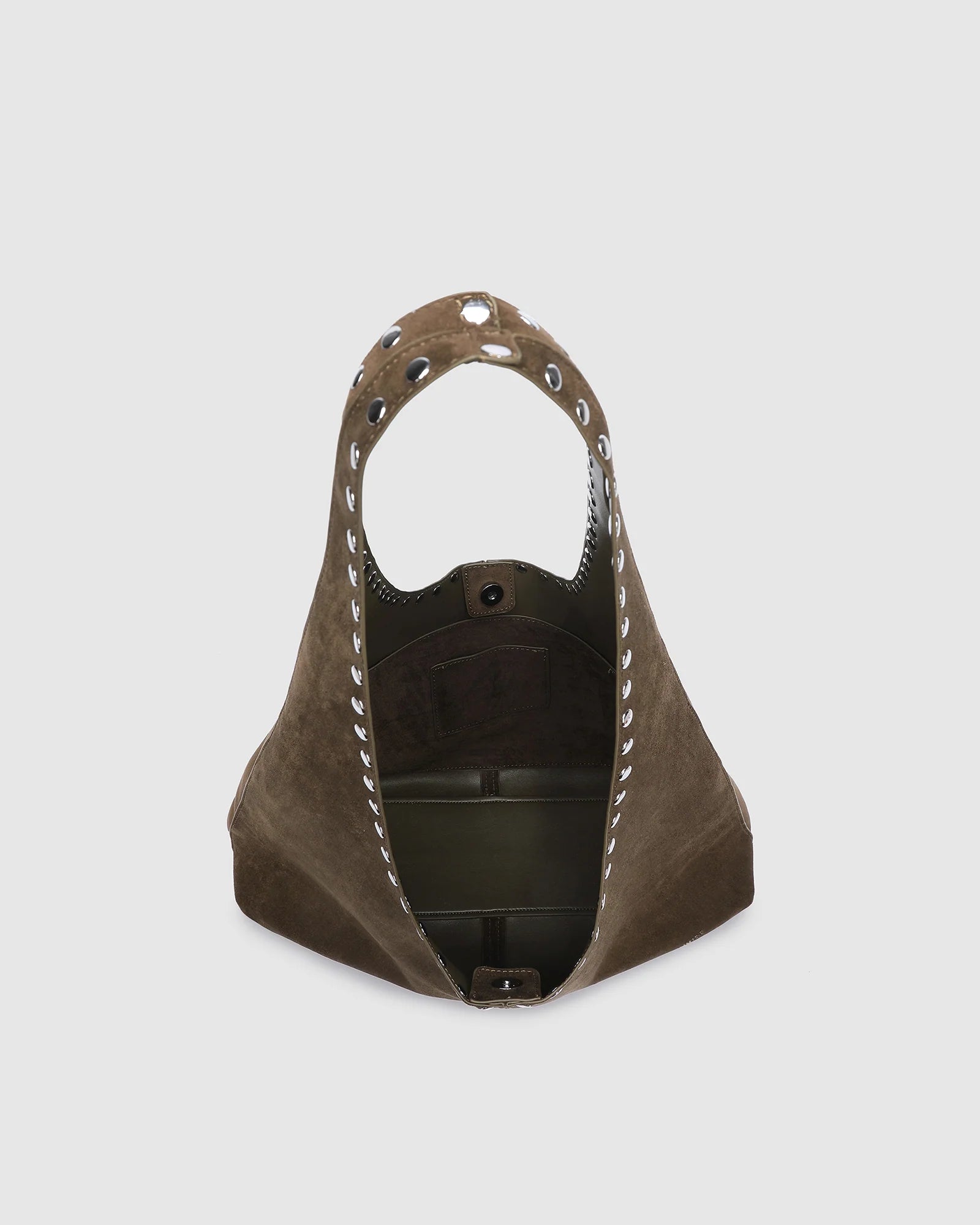 Hailey Suedette Shoulder Bag (Olive Brown) by Louenhide