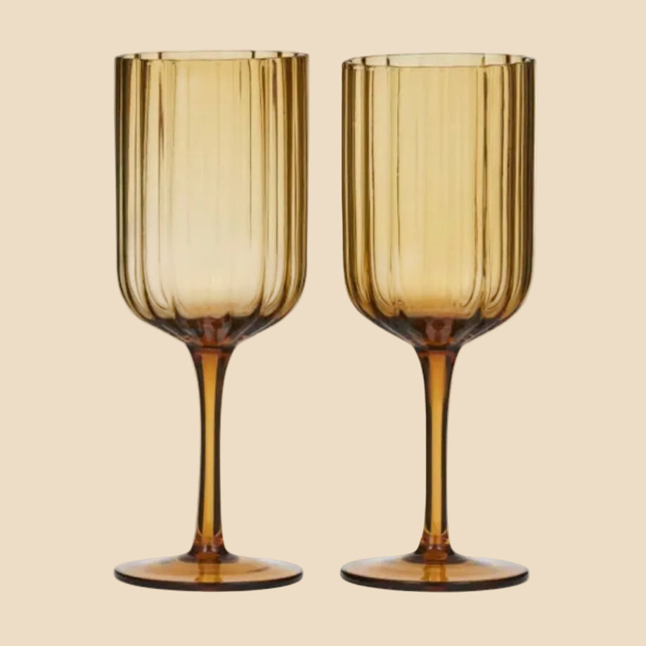 Hazel Wine Glasses - Amber (Set of 2)