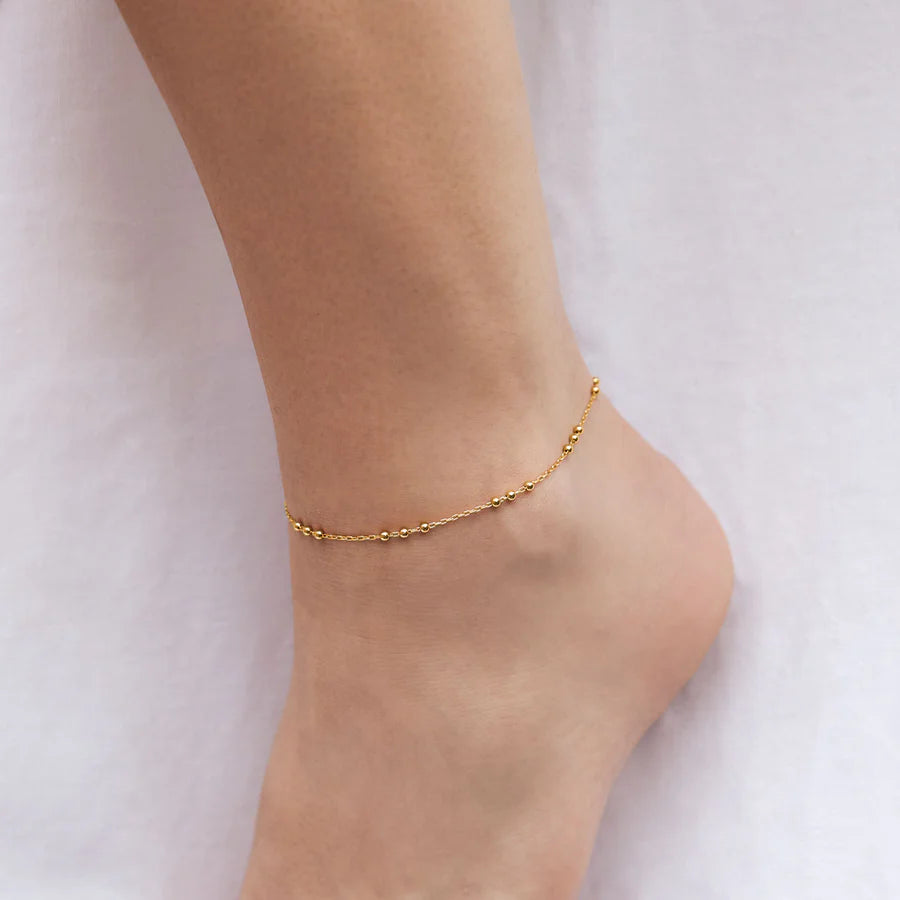 Beaded Gold Anklet (Waterproof)
