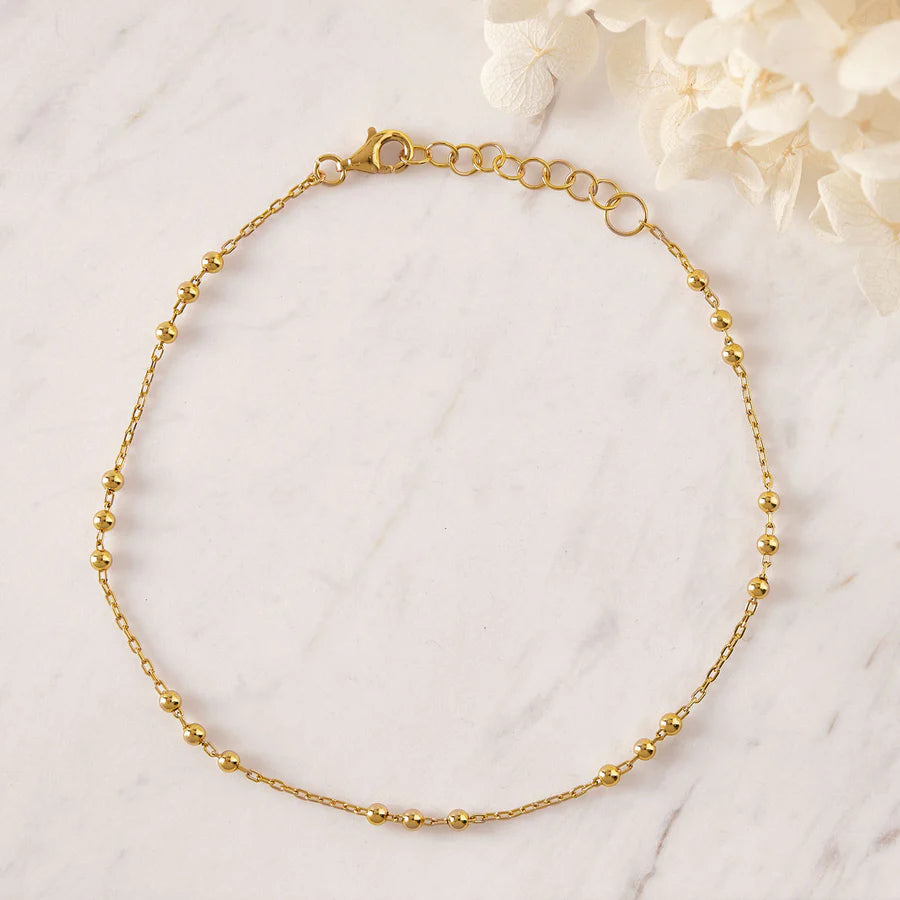 Beaded Gold Anklet (Waterproof)