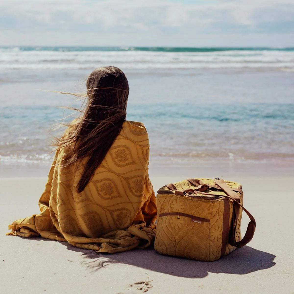 Daisy Beach Towel (Golden) by Wandering Folk