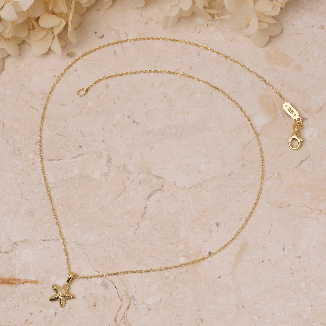 Dainty Starfish Necklace (Gold) by Midsummer Star
