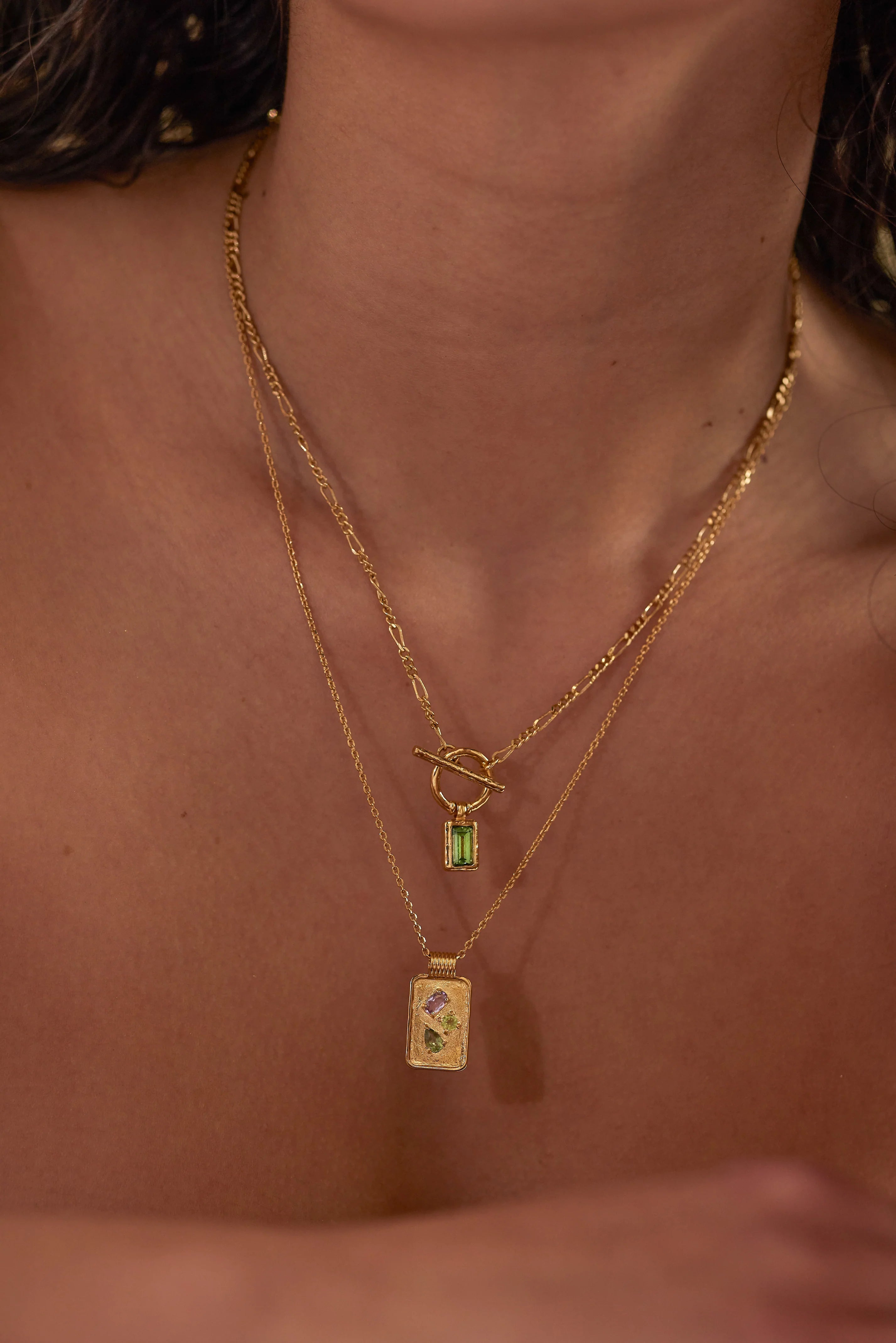 Apatite Gold Toggle Necklace by Toni May