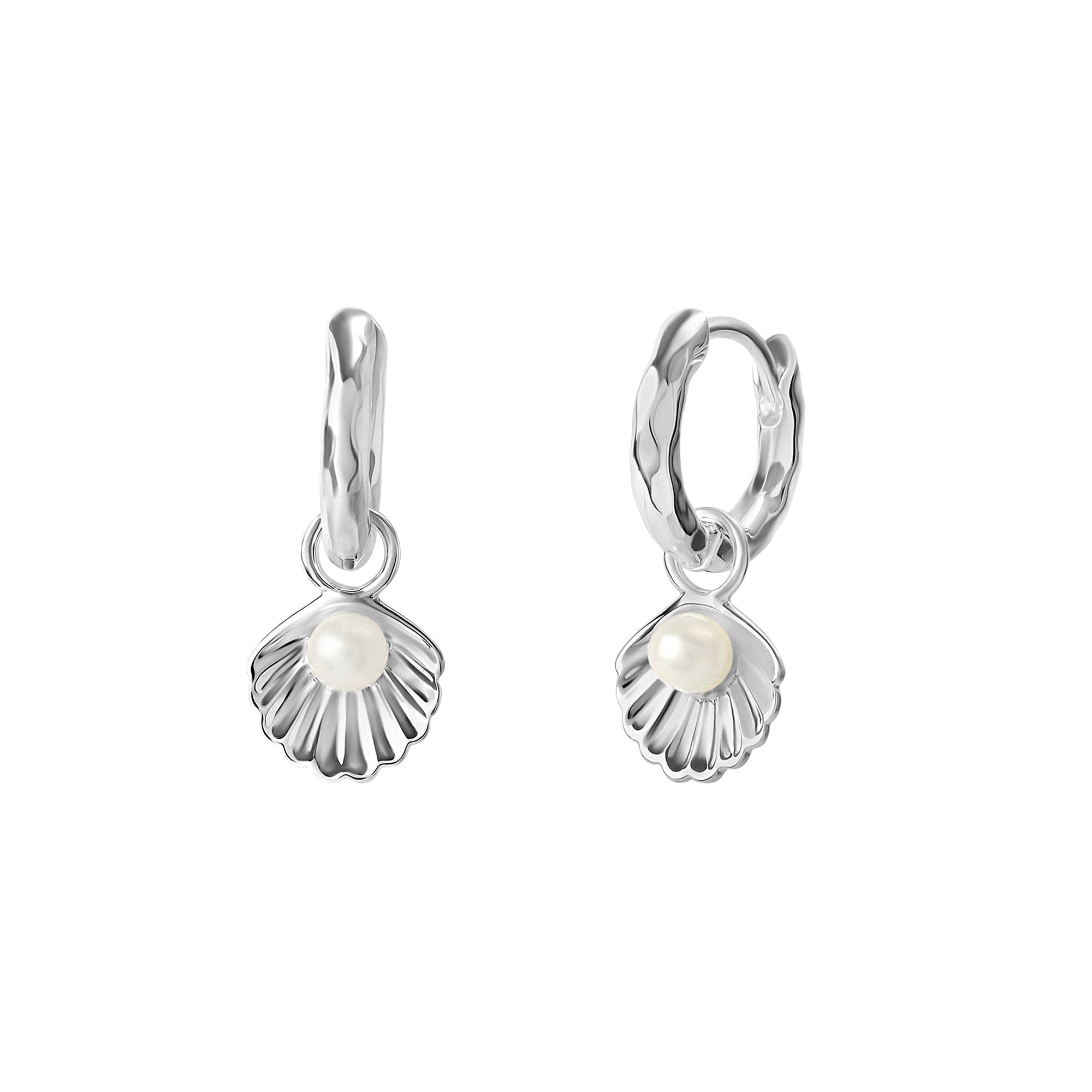 Seashell Earrings with Pearl - Gold or Silver