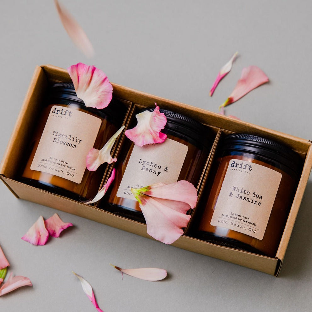 'In Bloom' Floral Collection - Trio of Candles