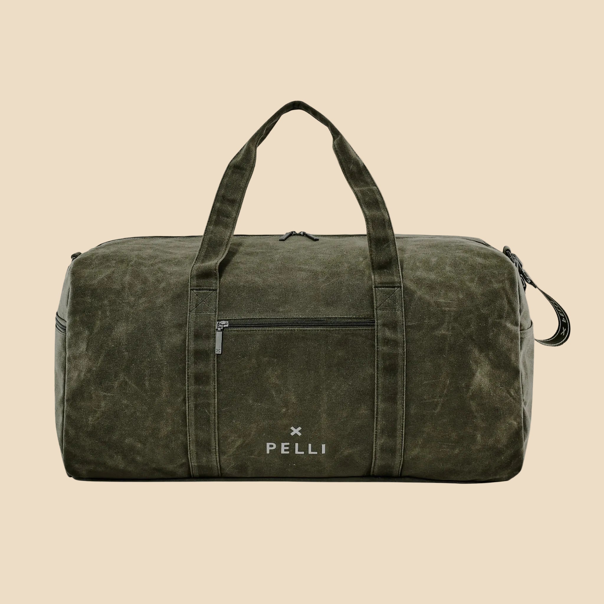 Pelli Overlander - Large Waxed Canvas Duffle Bag in Burnt Olive Green