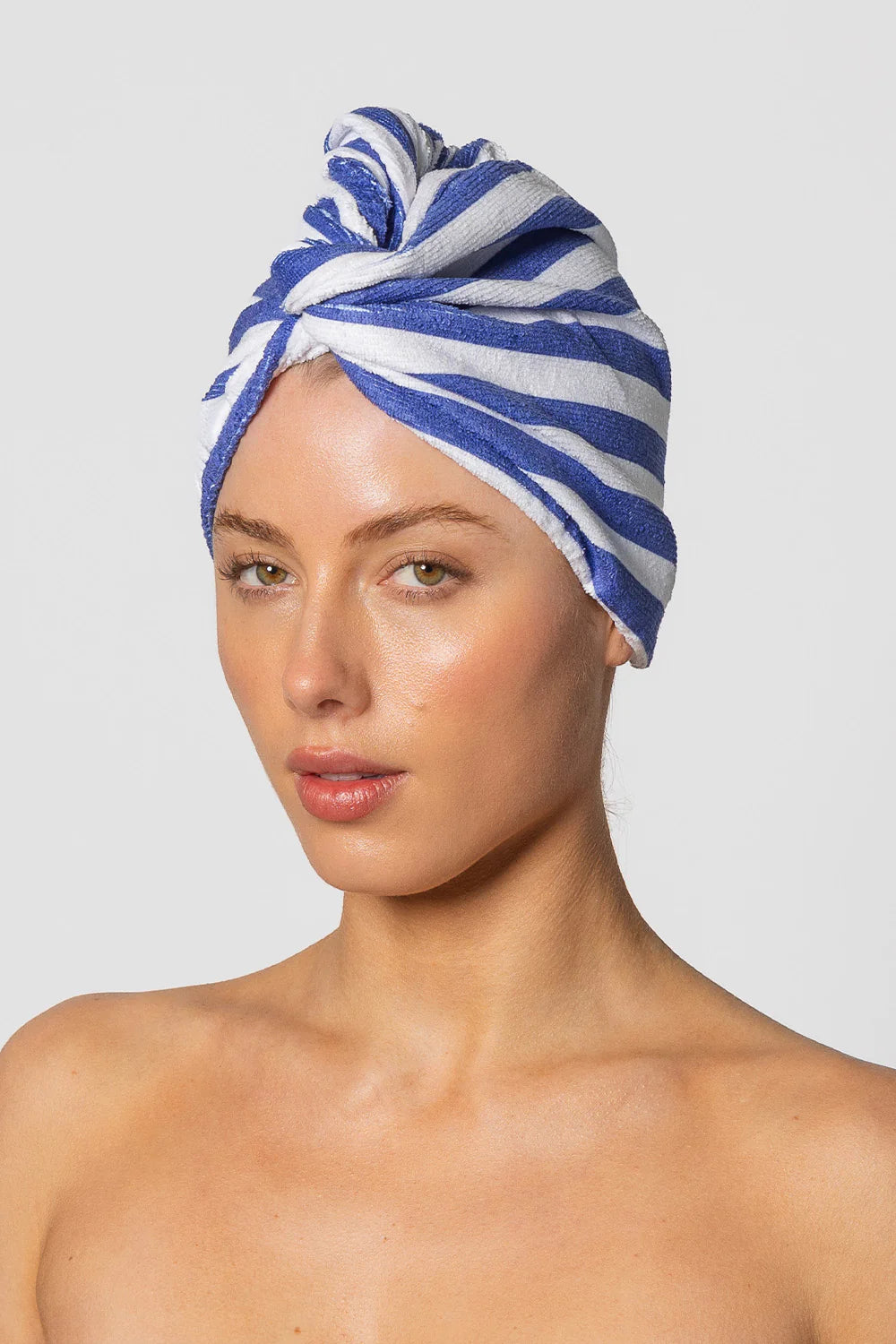 Riva Hair Towel Wrap (Blue Stripe) by Louvelle