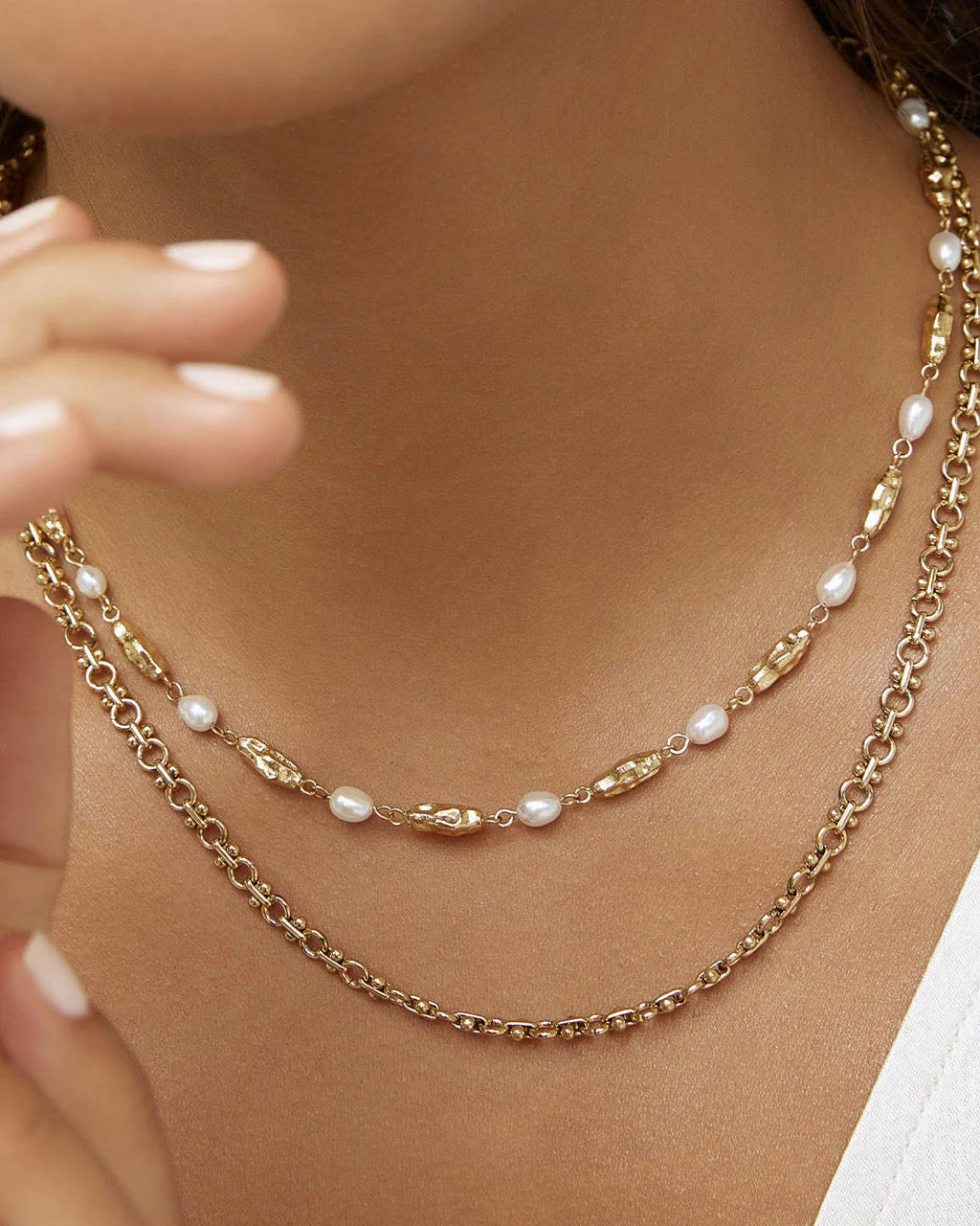 Mimi Pearl & Gold Necklace by Arms of Eve