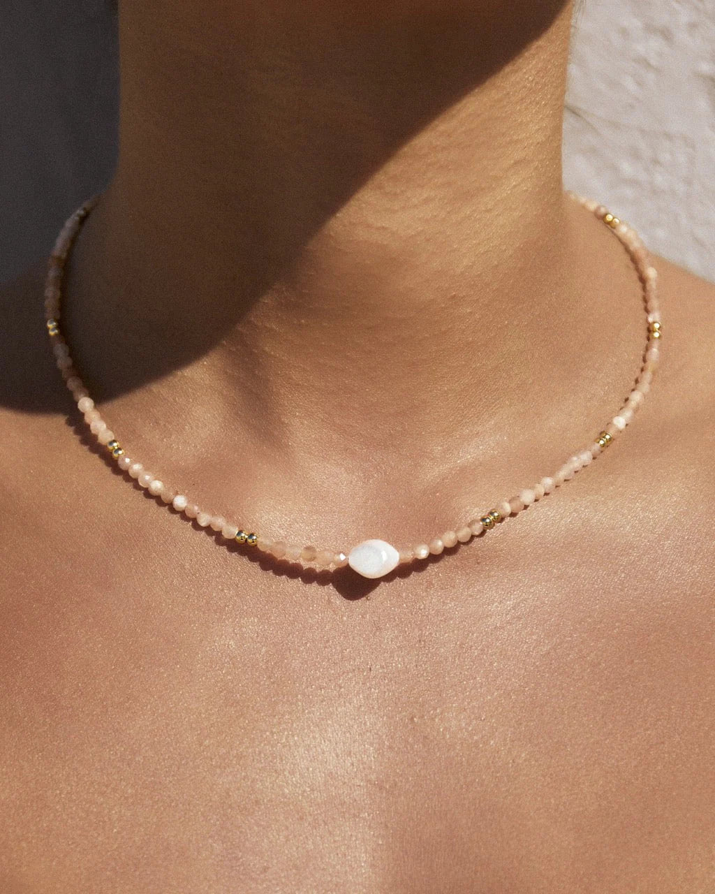 Mila Gemstone Necklace (Rose) by Arms of Eve