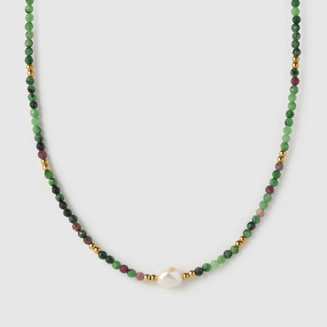 Mila Gemstone Necklace (Clinozoisite) by Arms of Eve