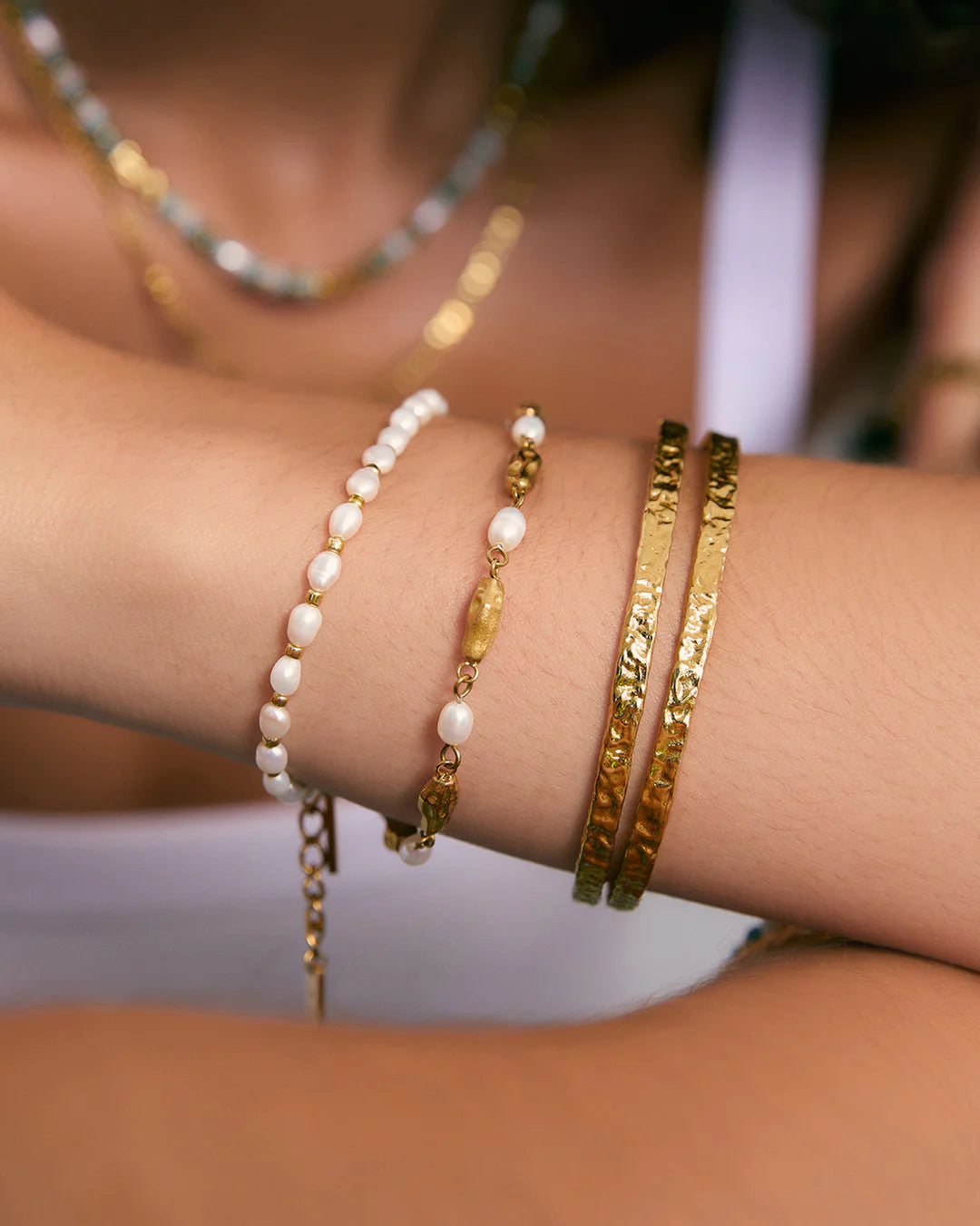 Mimi Pearl & Gold Bracelet by Arms of Eve