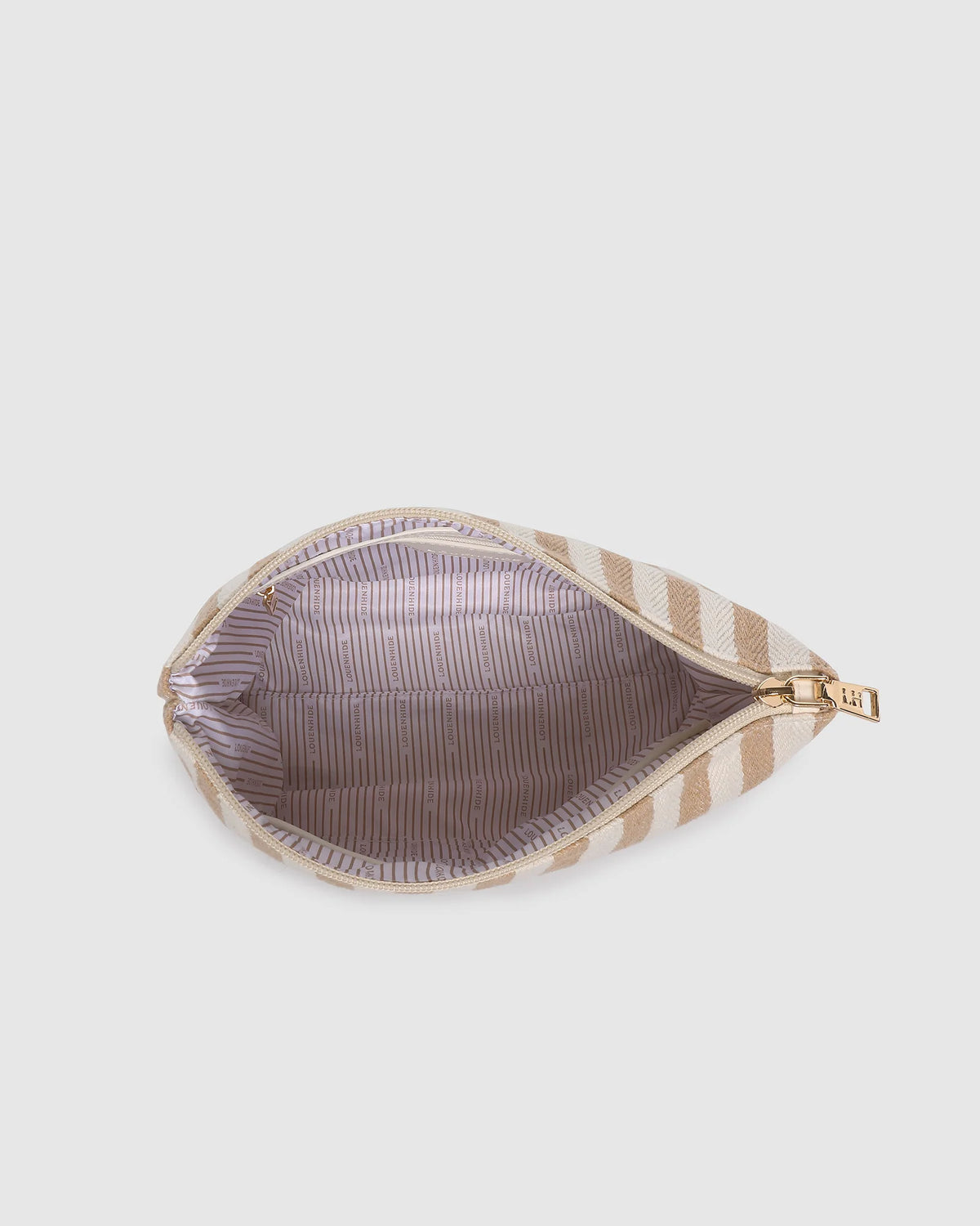 Nala Makeup Bag (Beige Stripe) by Louenhide