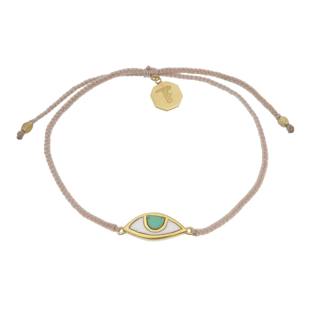 Eye Protection Bracelet - Pale Pink with Turquoise Gold (by Tiger Frame)