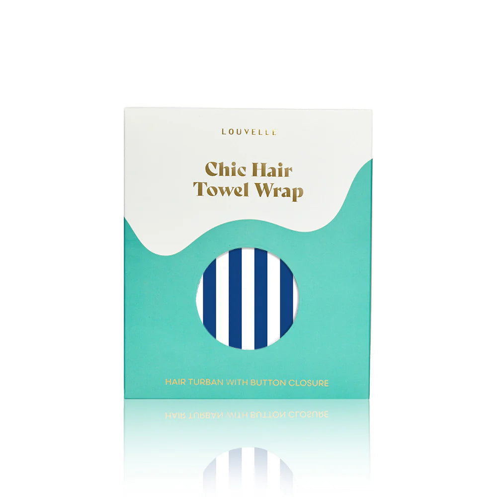 Riva Hair Towel Wrap (Blue Stripe) by Louvelle