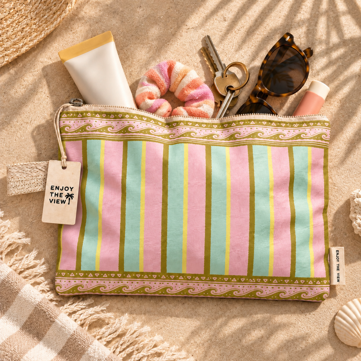 Surf Stripe Lightweight Travel Pouch by Enjoy the View.