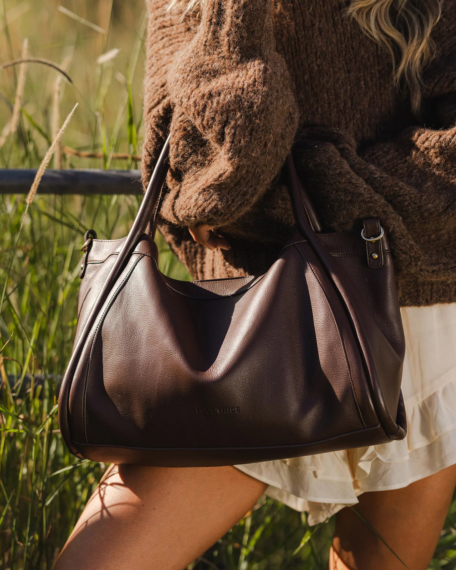 Mini Sutton Shoulder Bag (Chocolate) by Louenhide