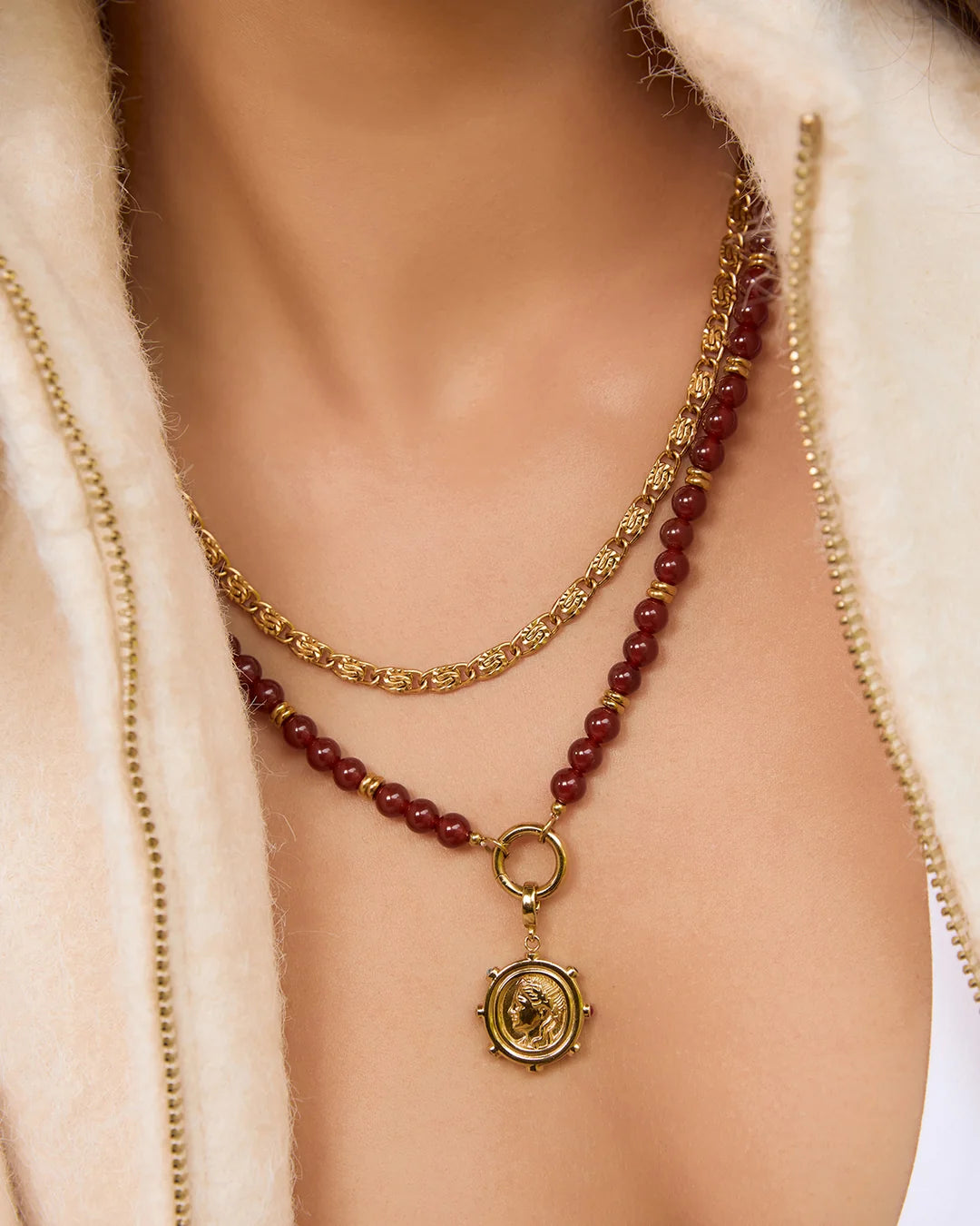 Tallulah Necklace (Red Agate) Arms of Eve