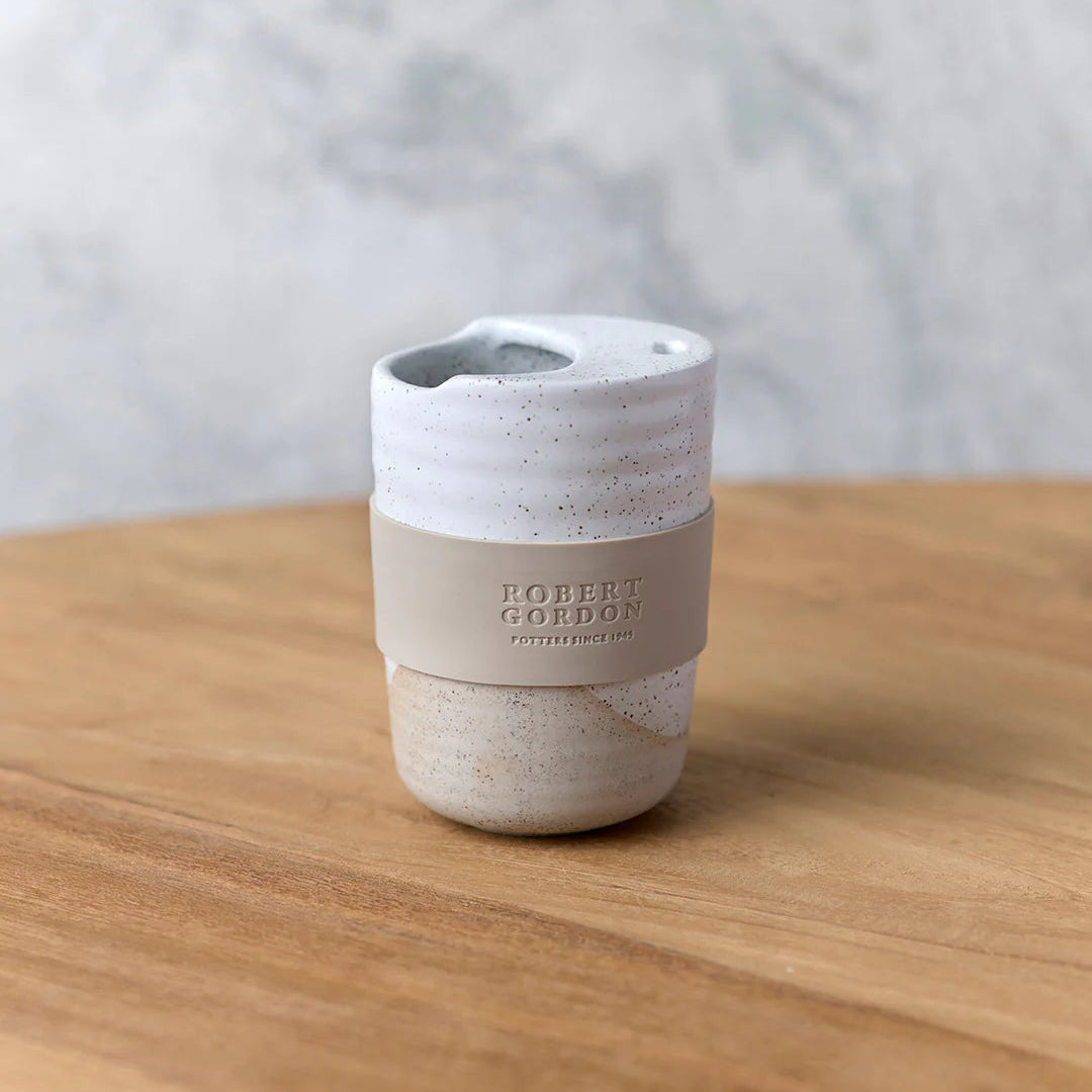 'The Wanderer' Travel Mug (White Speckle) by Robert Gordon