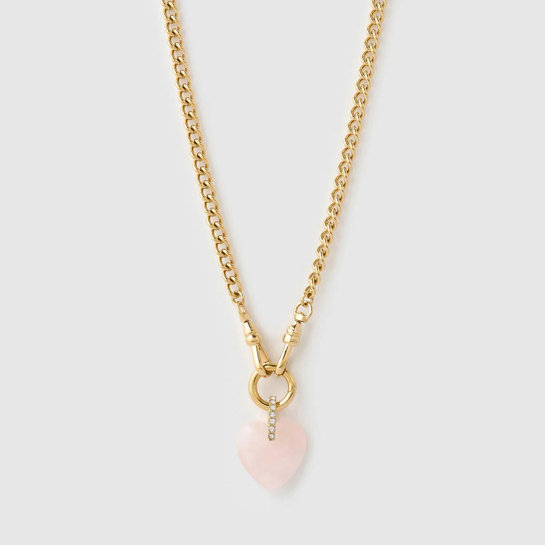 Violet Heart Gold Necklace - Rose Quartz by Arms of Eve