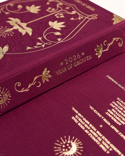 2026 Year of Growth Diary by Dreamy Moons - Rich Burgundy