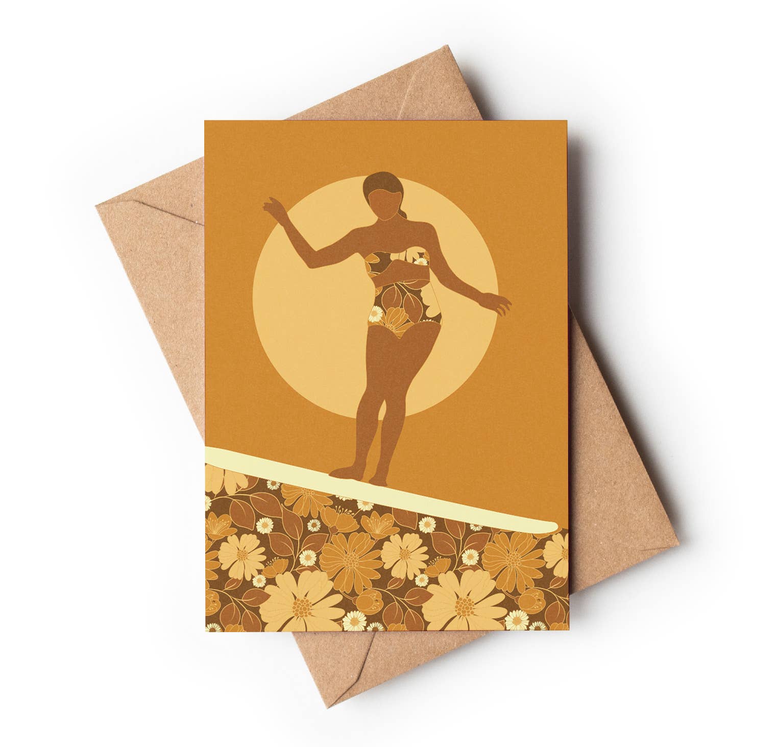 Floral Surfer - Vintage Style Greeting Card-Surf Art