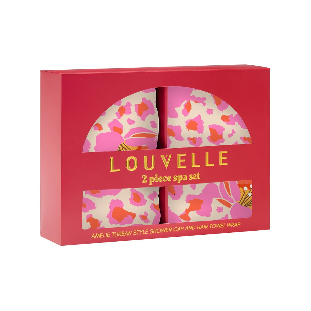 Animal Floral Spa Gift Set (Shower Cap & Hair Towel) by Louvelle